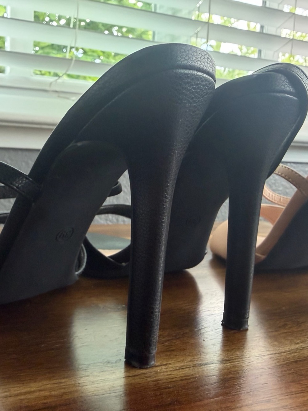 Bundle Both Pairs of Pointed Toe Slingback Heels in Black and Nude - Picture 3 of 11